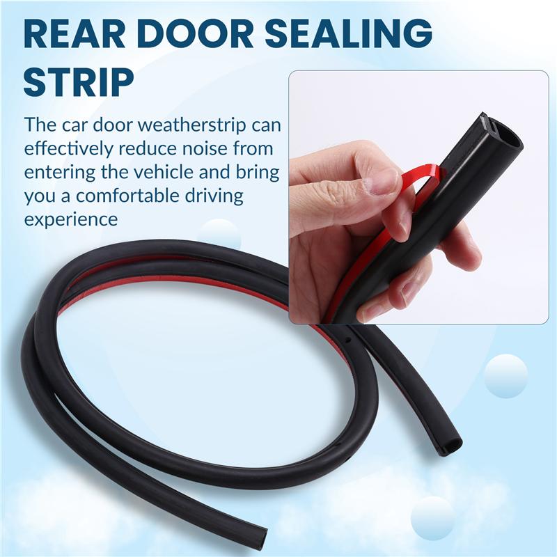 1Pair Car Rear Door Seal 1090509-00-D 1090508-0-D For Tesla Model 3 2017- Door Sealing Rubber Waterproof Strips