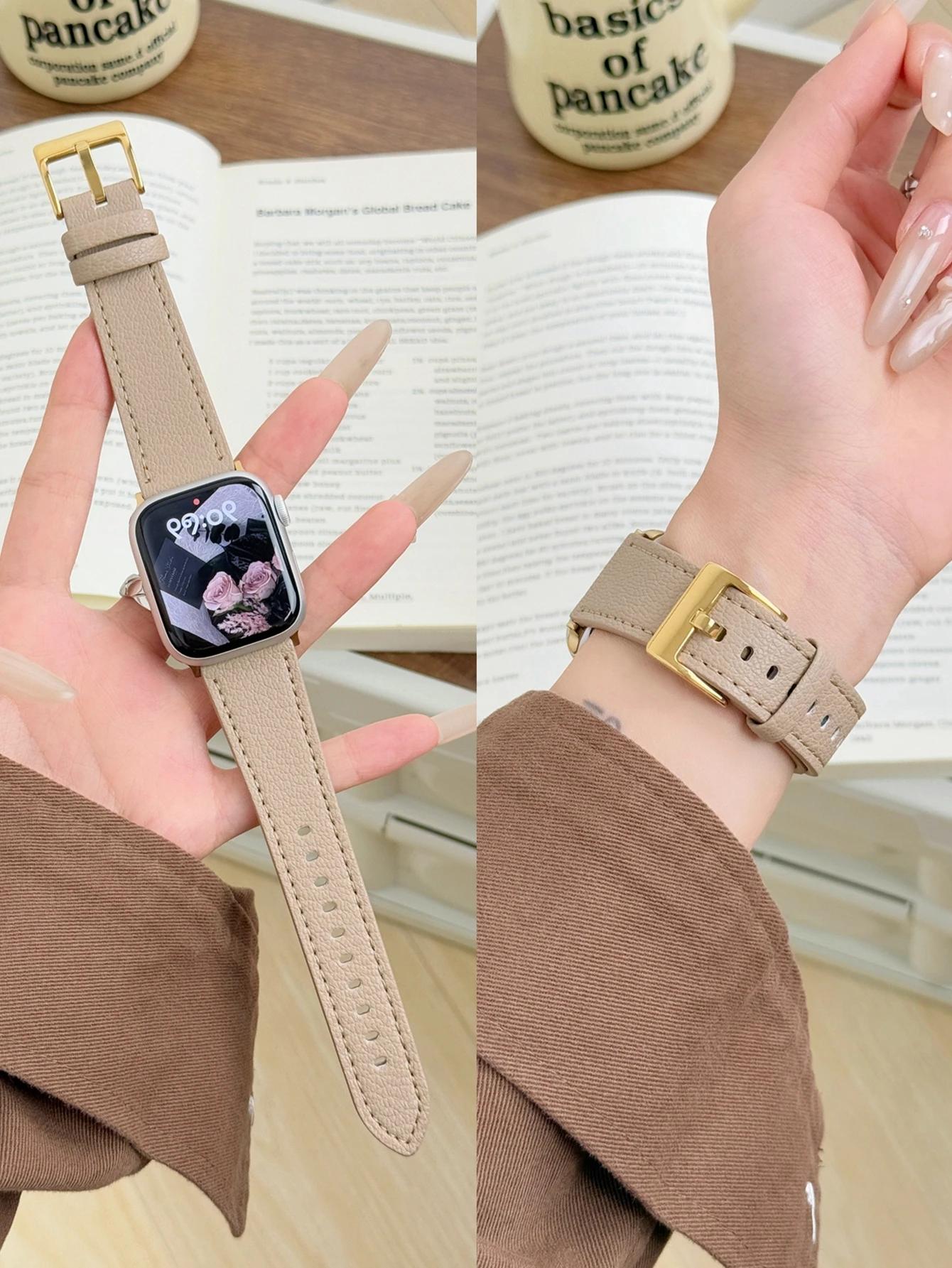 

Nice Etoupe Trench Leather loop For Apple Watch band women Series Ultra 10/9/8/7/6 38mm 40mm 41mm 42mm 44mm 45mm 46mm Strap 42mm44mm45mm46mm49mm