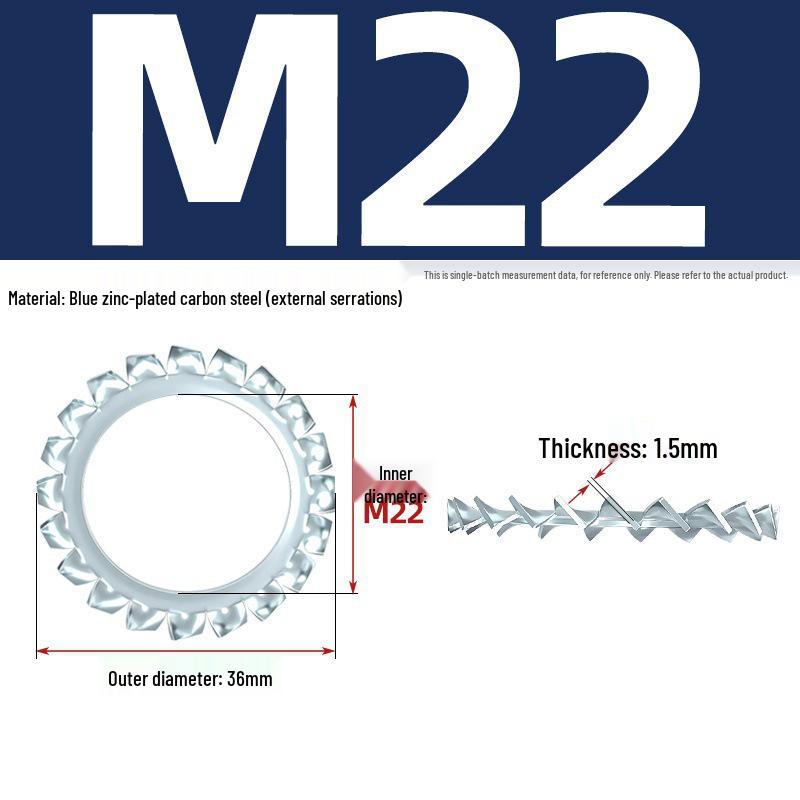 Carbon Steel Zinc-Plated Lock Washer with Inner and Outer Teeth