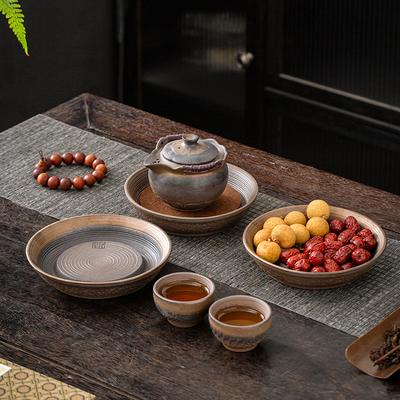 Ceramiczny dzbanek z rdzawym szkliwem, dzbanek do herbaty, mała taca do herbaty, podkładka pod dzbanek, ceramiczny zestaw do herbaty, podkładka pod garnek, stół do suchego parzenia, ceramika gruboziarnista