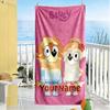 Bluey Customize Your Name Beach Towel Super Soft Microfiber Quickdry Fabric