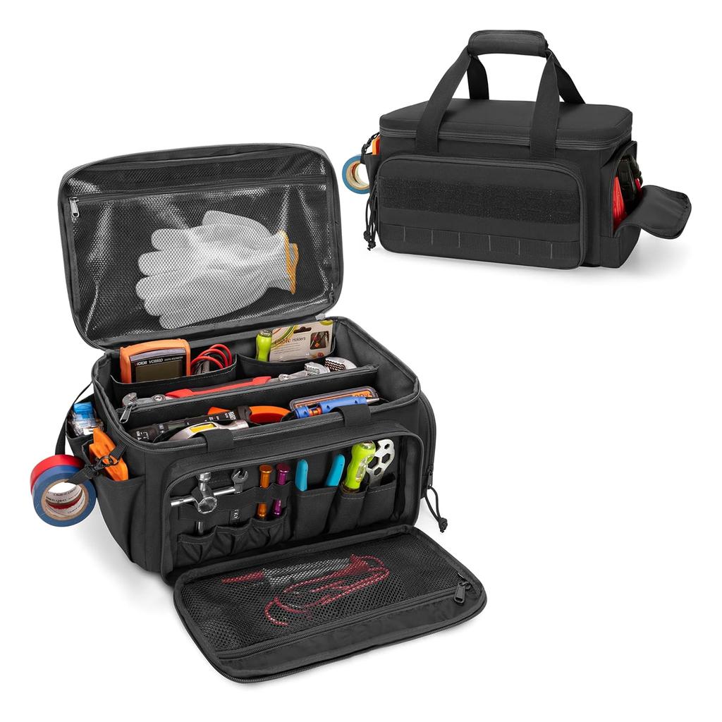 Tool Bag for Men Nonslip Thick Padded Base Multifunctional Work Bag for Mechanics Craftsmen Electricians Carpenters