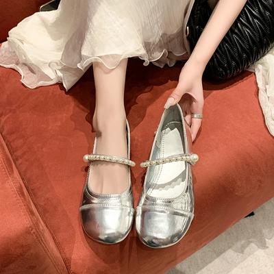 Summer Shoes Ladies Oxfords Women's Female Footwear Pearl Decorateion Shallow Mouth Round Toe Casual Sneaker 2024 Comfortable Le