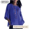 Women's Fashion Casual Solid Color Print 3/4 Sleeves O-Neck Blouses & Shirts