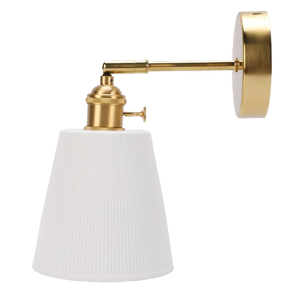 Wall Sconce Modern Gold Brass Wall Mounted Lamp with Ceramic Lampshade for Bathroom Bedroom Kitchen Living Room