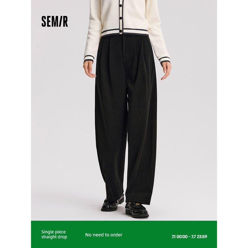 

Senma Casual Pants for Women Pure Color Texture Loose Pants Lazy Thick Pants 2024 New Arrival Winter Snow Neil Pants Fashion Brown adjustment 00355 160/66A/M