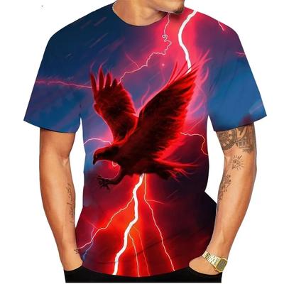 Camiseta masculina Street Vintage Tops 3d Animal Eagle Verão O-neck Manga curta Harajuku Trend Clothing Camisetas gráficas
