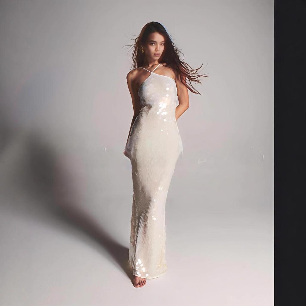 Elegant High Waist Sequin Wrap Dress