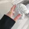 eManco Double Opening Ring Glossy Feather Design Ring  Stainless Steel Women's Fashion Jewelry