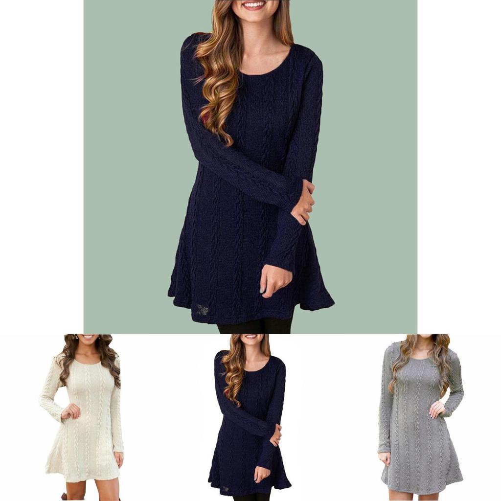 Elegante Maglione a Maglia da Donna Jumper Mini Abito Per Accogliente Usura Invernale e Autunnale