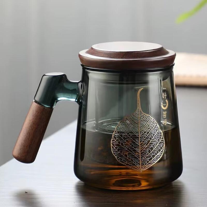 Japanese Style Glass Tea Infuser Cup with Wooden Handle