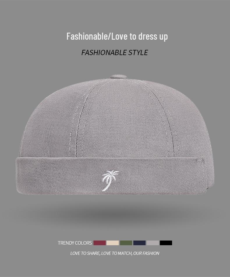 Unisexowa haftowana czapka bez ronda z płaskim daszkiem z drzewem kokosowym - Retro Hip Hop Podróżna