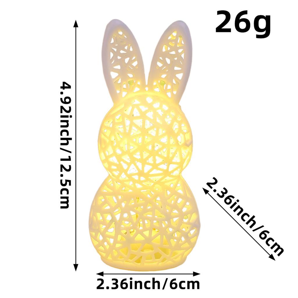 3D Printed Lighted Hollow Out Bunny Figurine Easter Portable Animal Nightlight Easter Gifts for Kids Spring Indoor Home Decor