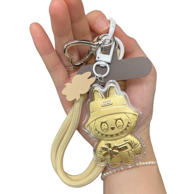 Golden Cartoon Cute Keychain Including Bracelet