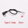 1Pcs USB Type C Micro  2/4 Pin Male / Female Wire Connector  Plug Socket DIY Repair Charging Power Supply Extension Cable Cords