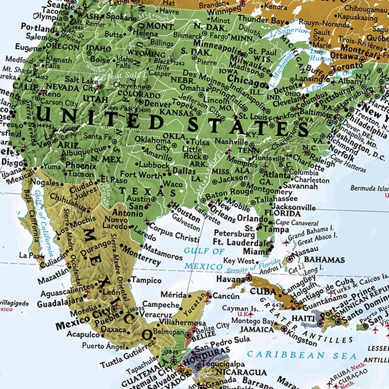 Decorative Hanging Picture The World Map Posters and Prints Wall Art Picture Painting for Education Office Home Decoration