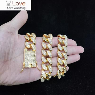 Iced Out Bling Bling Chain Necklace High Quality 20mm Width Miami Cuban Chain Hiphop Necklaces Fashion Charm Jewelry