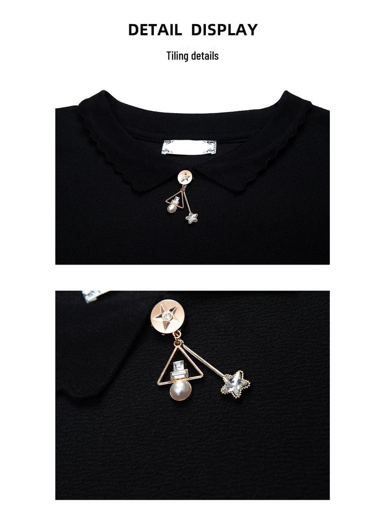 Plus Size Women's Autumn Long Sleeve Versatile Loose Turn-Down Collar T-shirt for Middle-Aged Moms