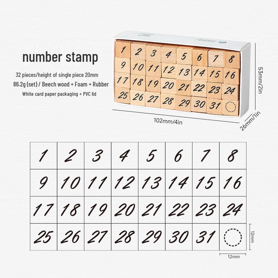 Retro Wooden Date & Time Planner Stamp for Journal Decoration