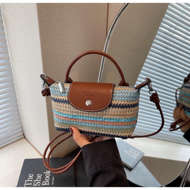 Handwoven Straw Bag Women's Summer New Niche Messenger Bag Portable Seaside Vacation Beach Bag