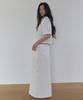 Lonkeu Slit Denim Maxi Skirt (White)