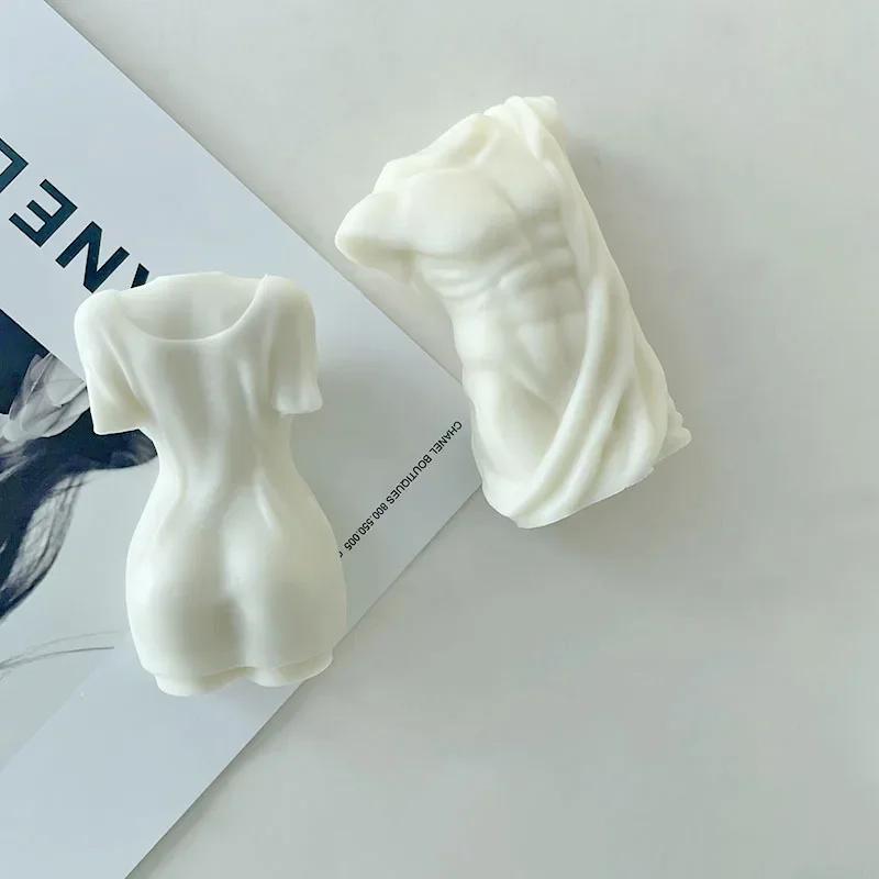 Sculpture Torso Mold Human Candle Mold DIY Body Abdominal Muscle Man's Statue Plaster Sculpture Male Silicone Mold
