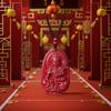 Authentic Cinnabar Snake Zodiac Buddha Pendant Amulet for Men and Women, Zodiac Necklace Featuring Manjushri and Puxian Bodhisattvas