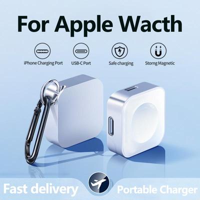 Taşınabilir Kablosuz Saat Şarj Cihazı Tip C Lightning İki arayüz Apple Watch S9 10 8 7 6 5 4 3 2 1 SE Ultra Serisi Hızlı Şarj Cihazı