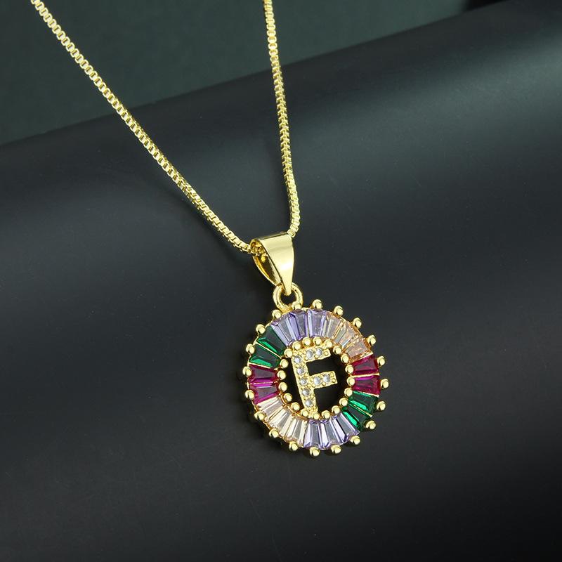 European and American simple 26 letter necklace directly from the manufacturer color zirconium English temperament pendant necklace wholesale