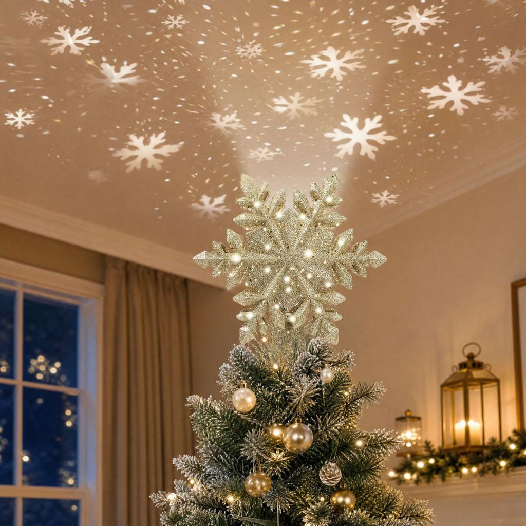 Projection Christmas Tree Topper Star Light, Holiday Decorative Light for Christmas Tree