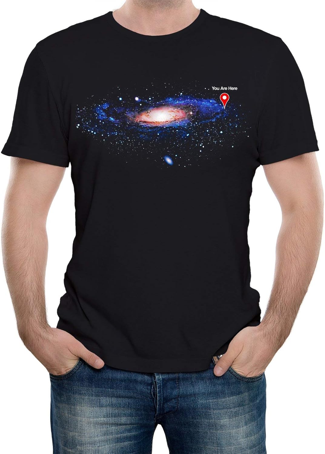 Men s You are Here Funny Science Space T-Shirt XS чёрный