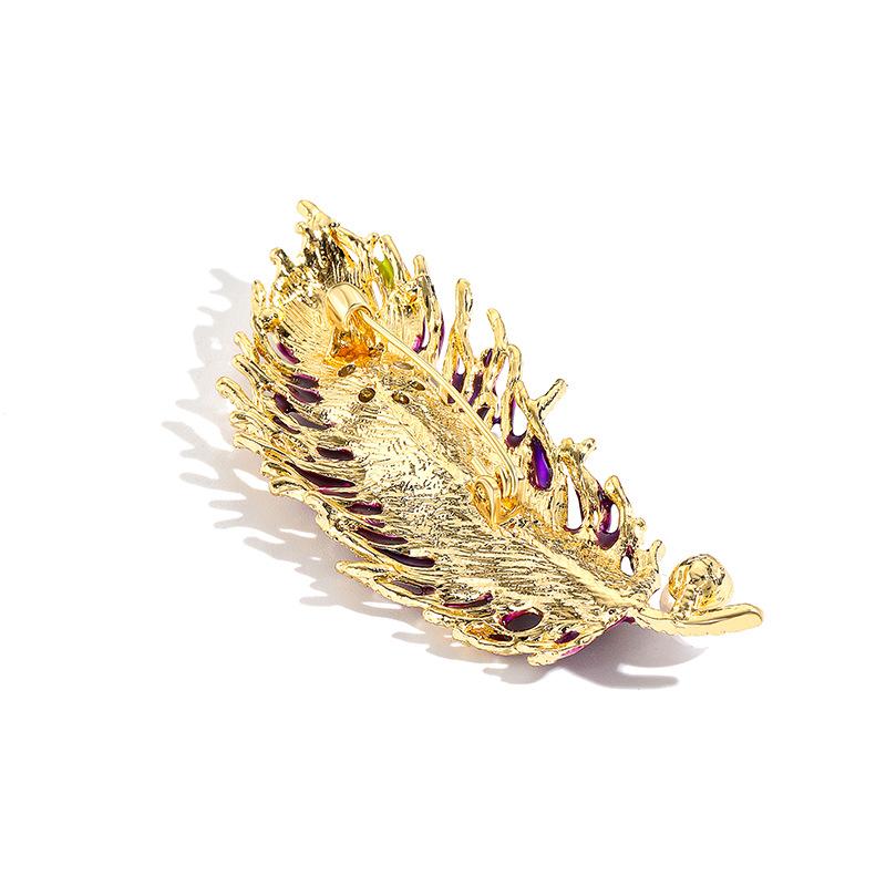 High-end Vintage Peacock Feather Colorful Oil Dripping Jewelry Brooch