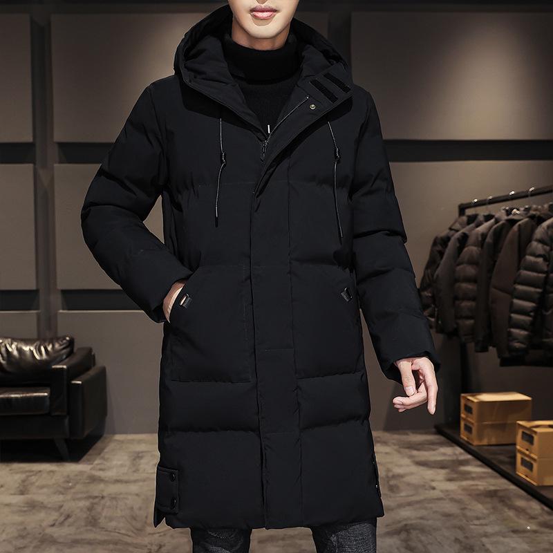 2025 Men's Mid-Length Hooded Winter Jacket - Thick Plus Size Cotton-Padded Coat