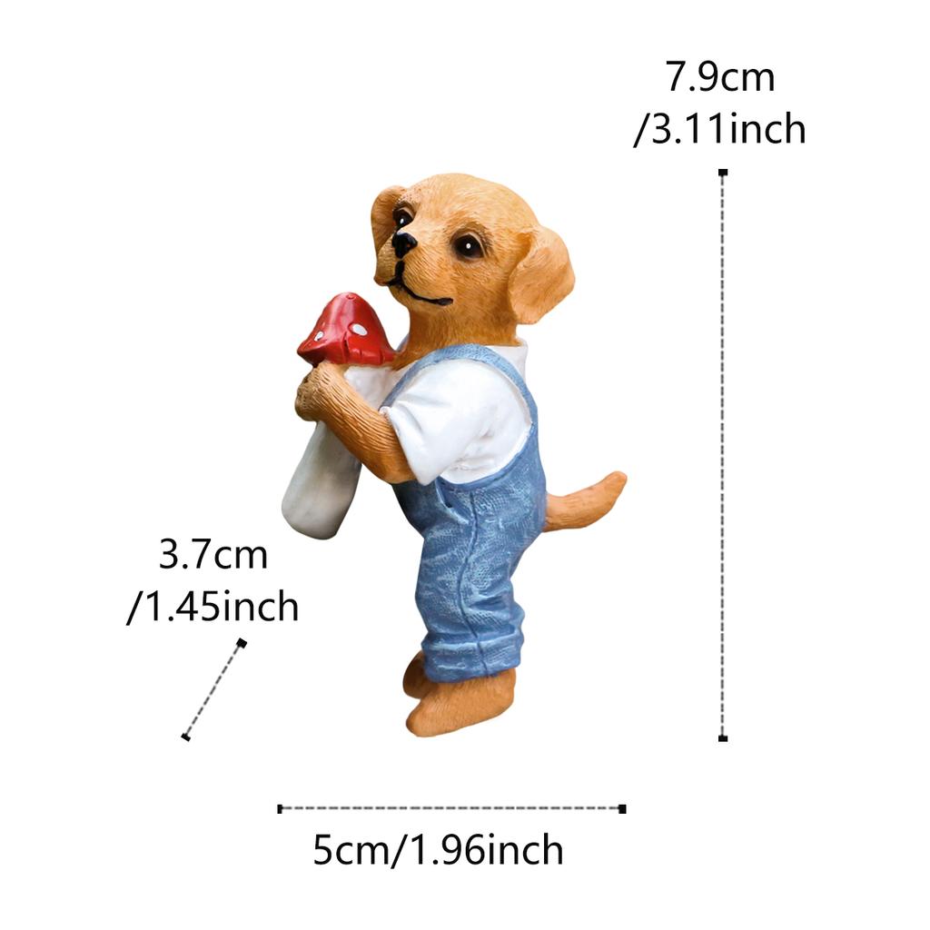 1 small dog holding a mushroom, fun flower pot decoration pendant, cup/vase pendant