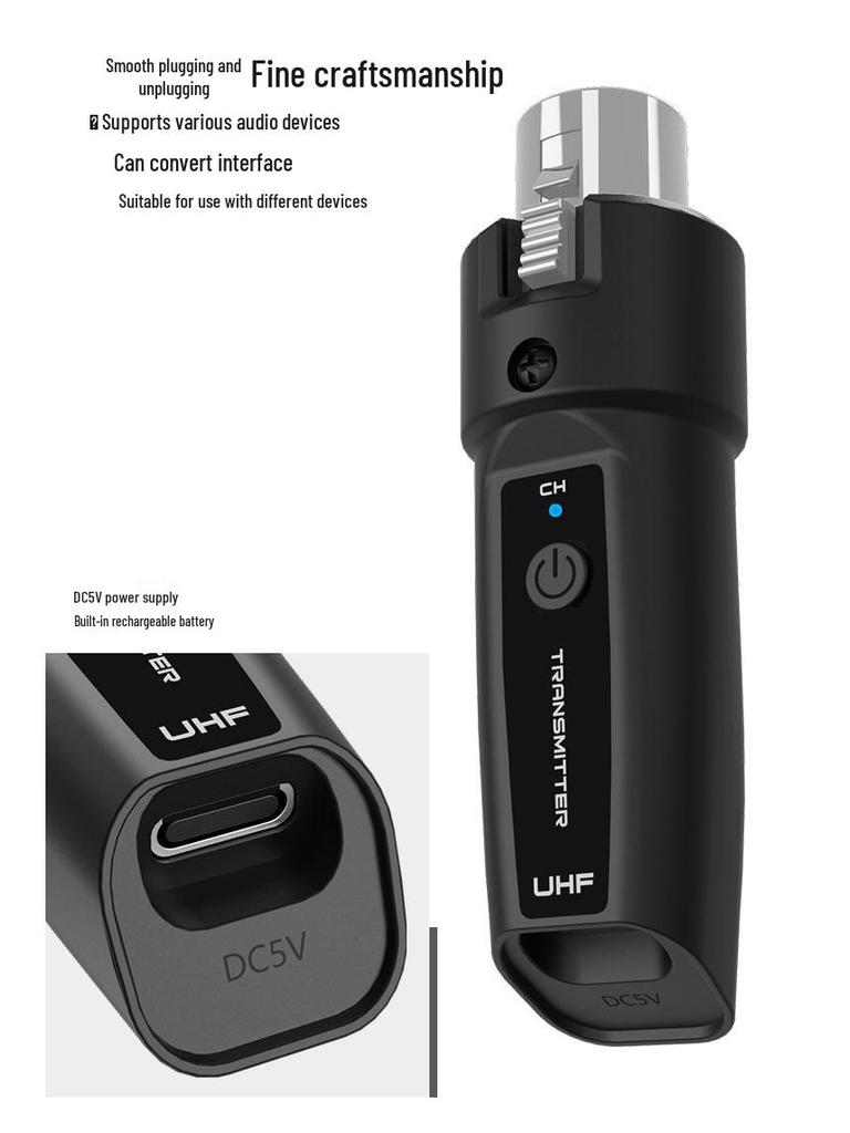 Kusster Guitar Converter: Wired to Wireless Microphone Handheld 2.4G Transmission System, Rechargeable