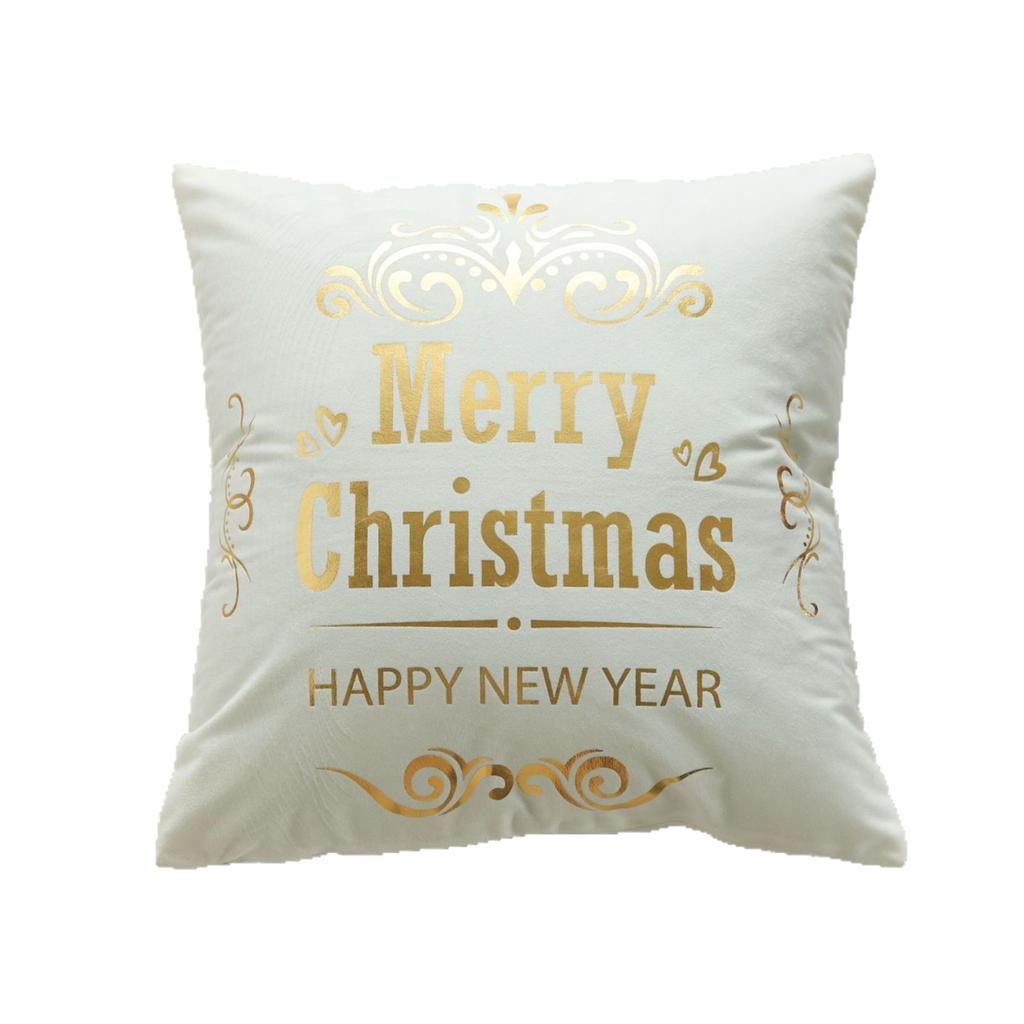 Christmas Atmosphere Bronzing Craftsmanship Festive Feel Pillow Cover Fabric Soft and Comfortable Home Sofa Pillow Bedside Cushion
