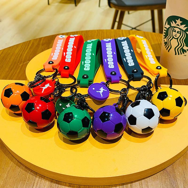 Quirky Cartoon Soccer Keychain Eyecatching Faux Football Bag Fob