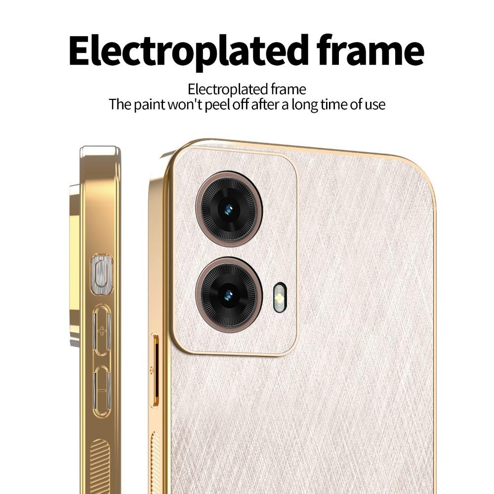 Plating Gold Silk Skin Case for Motorola Moto Edge 60 50 40 Pro Ultra Fusion Neo G Stylus 2023 G86 G45 Leather Shockproof Cover