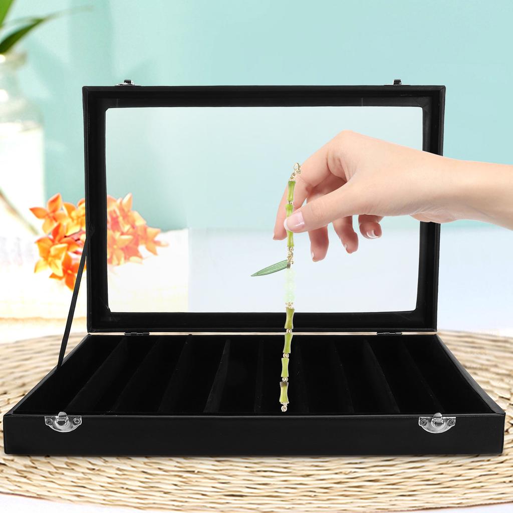 Jewelry Box for Necklaces Bracelets Acrylic Density Board Clear Lid Jewelry Organizer Display Tray Travel Friendly