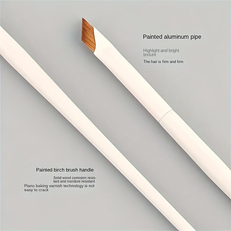 1-piece Set of Porcelain White Precision Angle Eyeliner Pencil and Eyebrow Brush - Nylon Brush, Fragrance-free