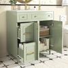 Mobile da Bagno con Lavabo 81,7 cm - Superficie Laccata, Spazio di Archiviazione Multifunzionale e Piedini in Legno Massello in Design Moderno di Lusso - Verde