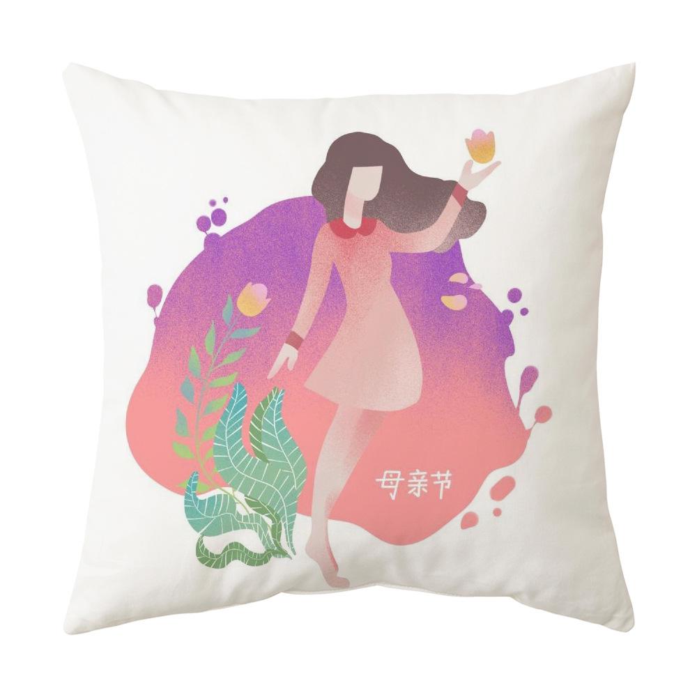 

Mother s Day Pillowcase Single-sided Printed Cushion Cover Sofa Pillow Peach Skin Velvet Linen Pillowcase 45*45cm