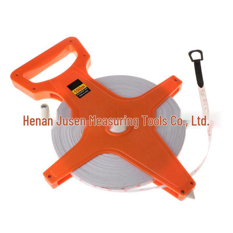 Leather Hand-Crank Fiber Tape Measure - 20m to 100m Options