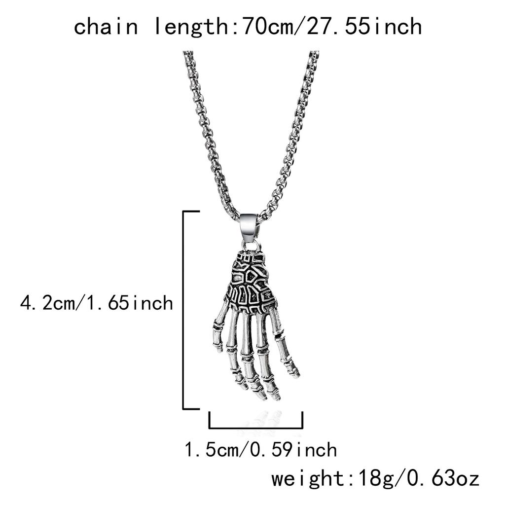 Halloween new hip hop men and women with the same skeleton hand alloy punk style necklace