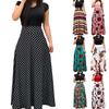 Femei Maxi Petrecere Floral Rochie Fusta Vintage Haine Lungi Plaja Gât Crew Maneca Scurta S-3XL