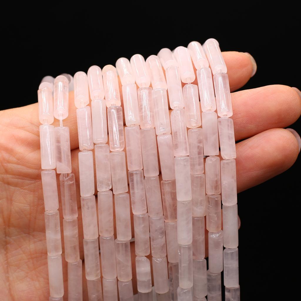 1 Strand Natural Stone Beads Long Cylindrical Crystal Quartz Agate Loose Spacer Beads for Jewelry Making DIY Necklace Bracelet Accessories 7x13 Mm