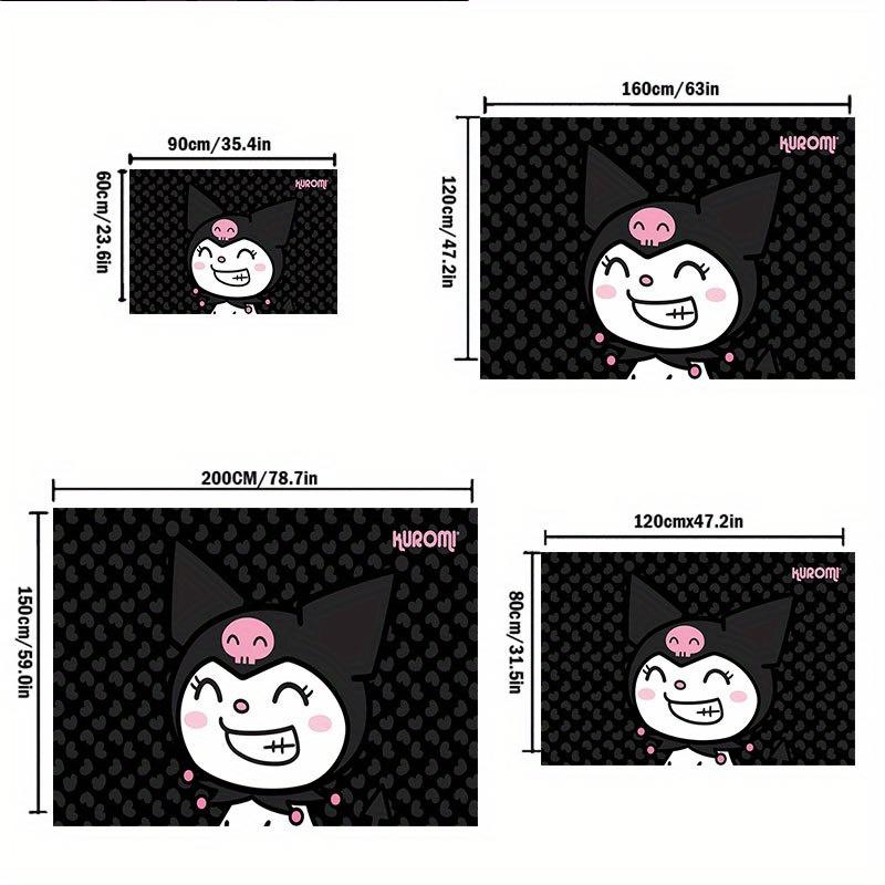 1pc Sanrio Kuromi Mermaid Printed Office Carpet Rectangle Rug Under The Table,Perfect Room Decor for Living Room, Bedroom, Kitchen, Non-slip Floor Mat