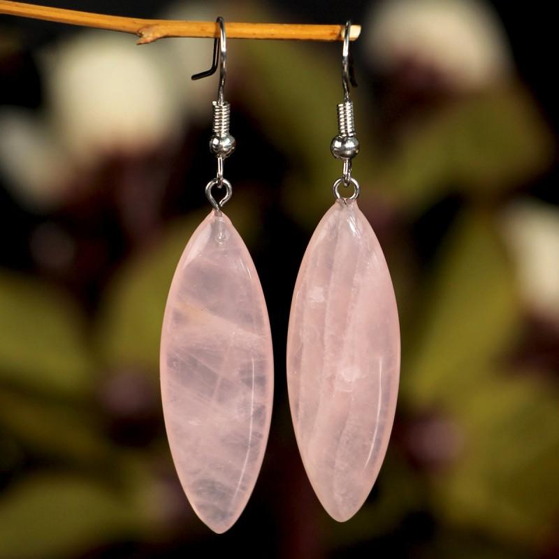 Elegant Oval Pink Crystal Drop Earrings Women Natural Stone Jewelry Stylish Everyday Accessory