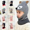 Cute Bear Fox Kids Beanie Hats Neck Protect Winter Knit Hat Child Girls Earflap Caps