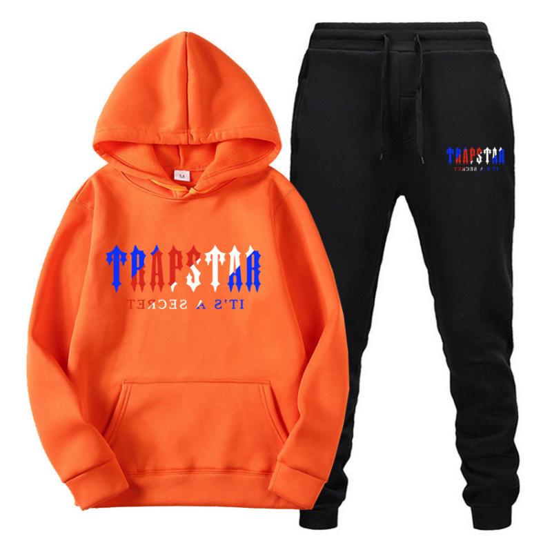 Trapstar Streetwear Hooded Fleece Sweatshirt Casual Sport Two-Piece Set for Men & Women
